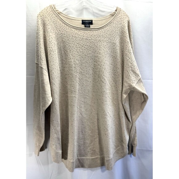 Liz Claiborne Career Pullover Sweater  Beige Studded Size 1X - Picture 1 of 9